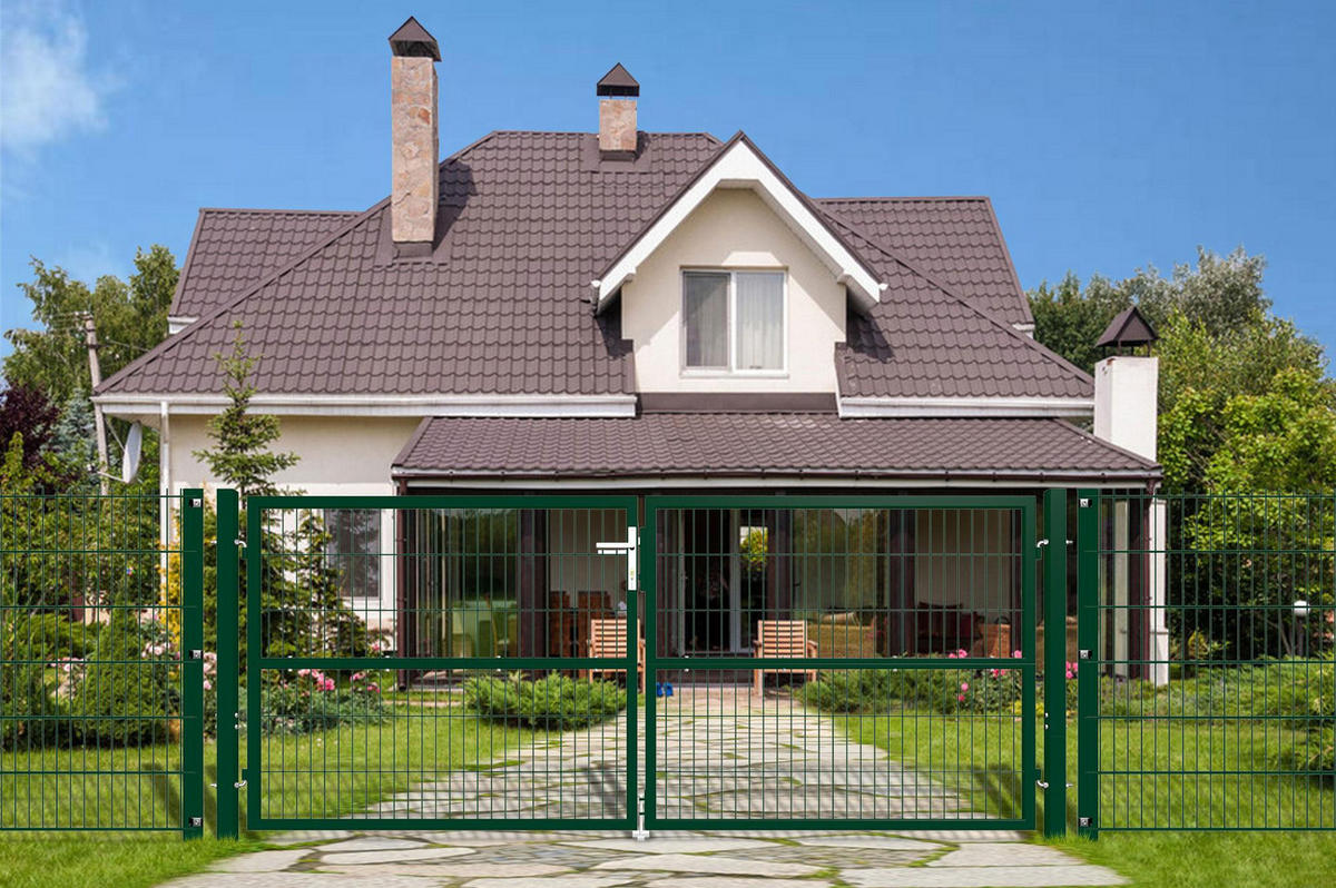 ZAUNTOR Razo Grün 3m H.120 cm + TÜRCHEN 1m H.120cm - Grün, Metall (306/126cm) - Casanoov