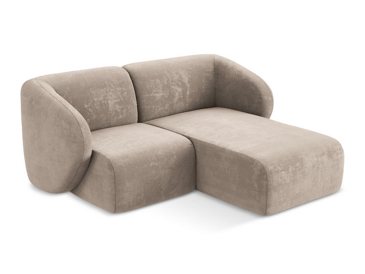 ECKSOFA Rechts Chenille Stoff Beige - Schwarz/Cappuccino, Holzwerkstoff/Kunststoff (178/166cm) - Makamii