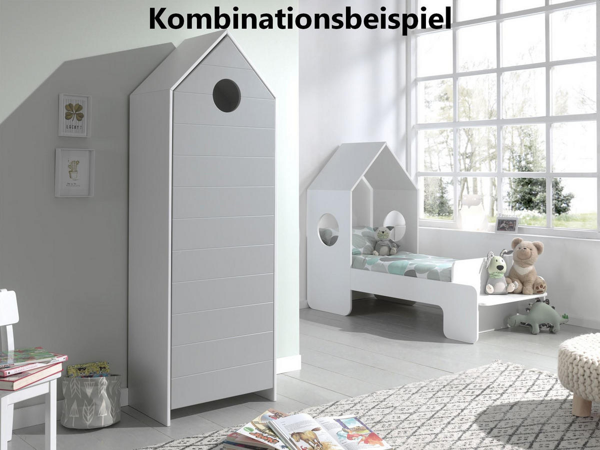 REGALSCHRANK Kania 58x37x171 MDF+Holzwerkstoff Weiß /Grau - Weiß/Grau, Holzwerkstoff (58/171/37cm) - 58aufmkessel