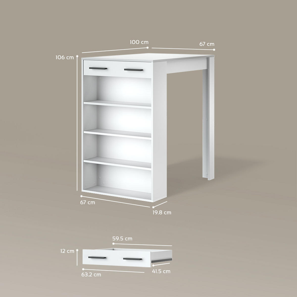 BARTISCH Regusa Weiß 67 x 100 cm - Weiß, Holzwerkstoff (100/67/106cm) - Livinity®