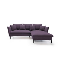 ECKSOFA GLOSS mit Schlaffunktion, Ottomane & goldenen Füßen – Samtsofa im GLOSSour-Stil mit Zierkissen, 258x167x91 cm, Rechte, HELL GRAU - Hellgrün, Holz/Textil (258/167cm) - DomoHome