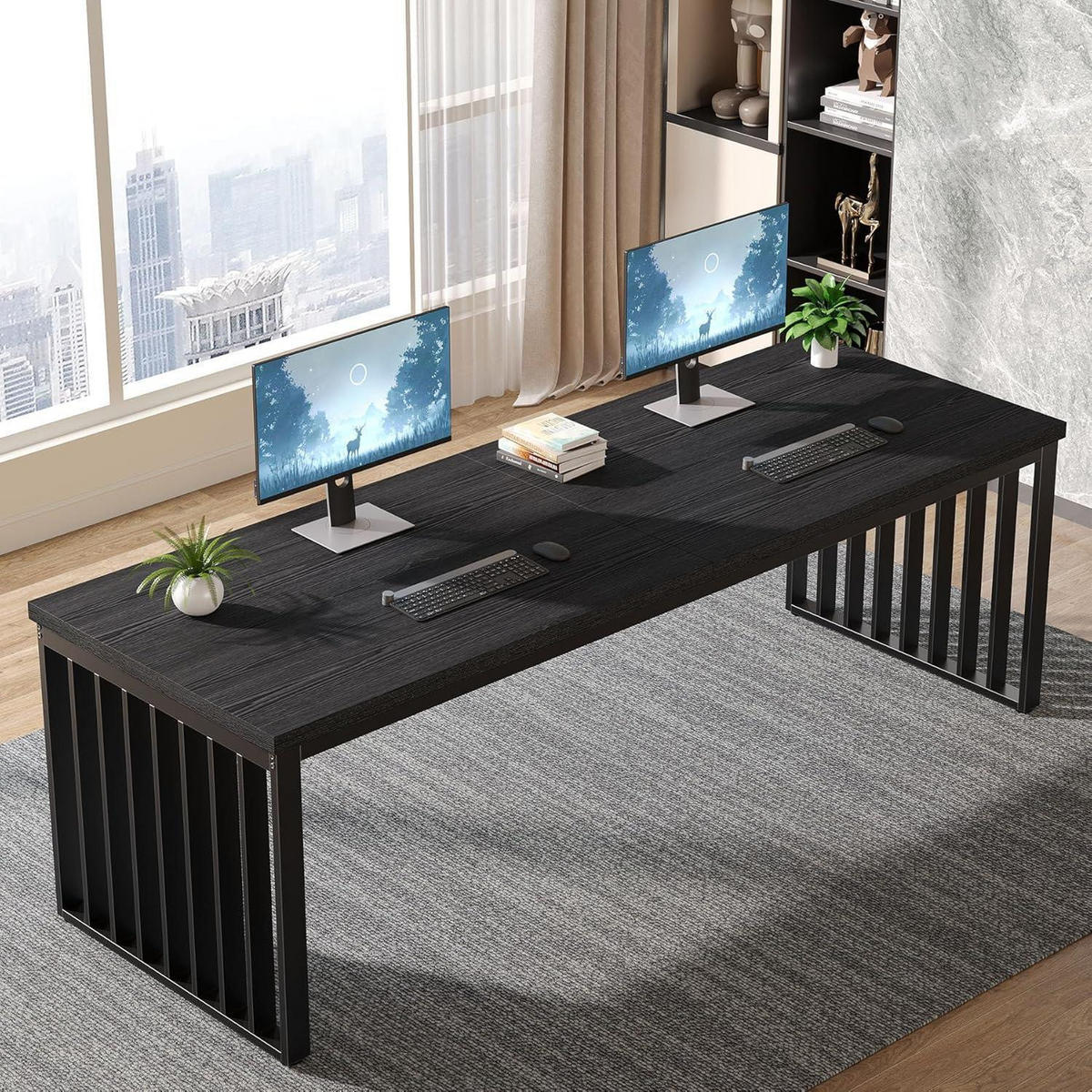 SCHREIBTISCH 180 cm Schwarz - Schwarz, Holzwerkstoff (60/180/76cm)