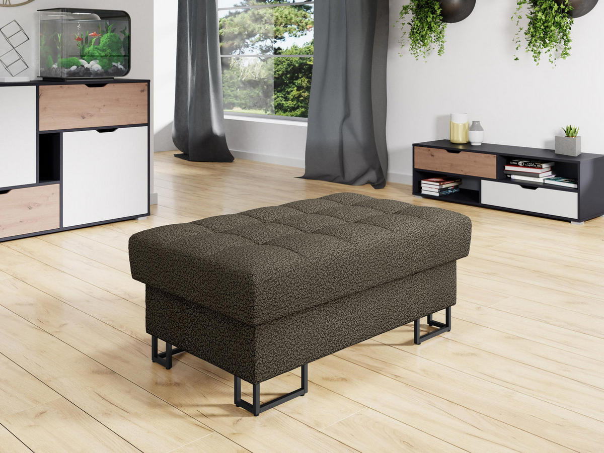 POLSTERHOCKER Laris - Dunkelbraun/Schwarz, Holz/Textil (106/44/67cm) - MIRJAN24