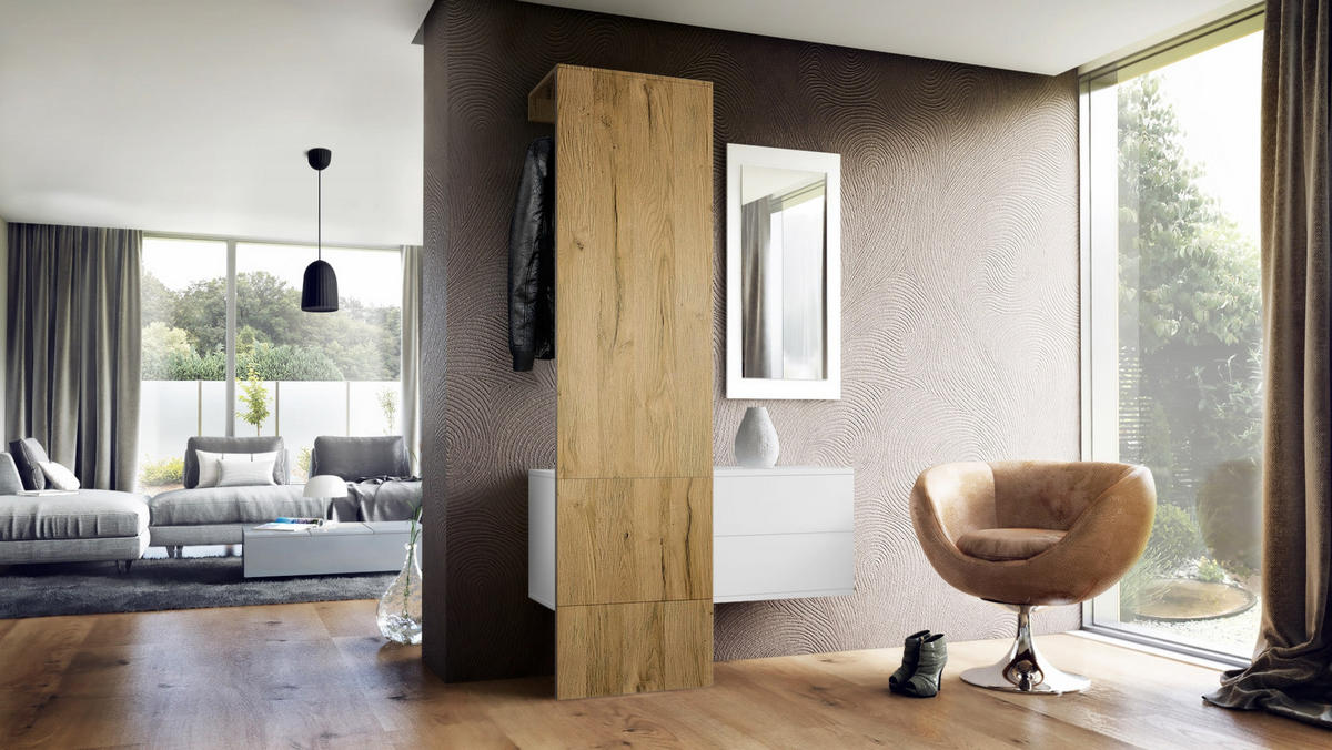 GARDEROBE Carlton Paneel in Eiche Nature - Eichefarben, Holzwerkstoff (105/193/35cm) - Vladon