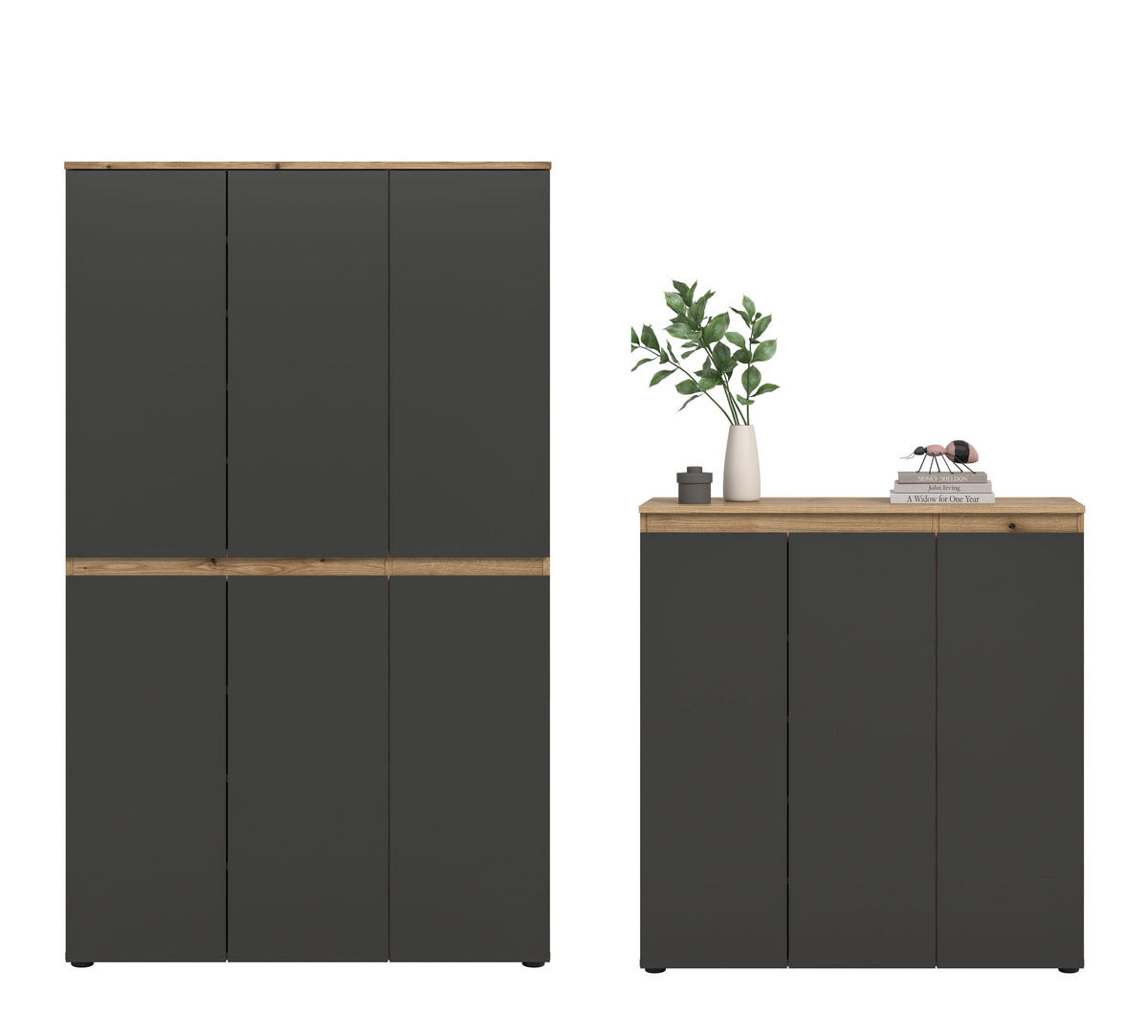 UNIVERSALSCHRANK SCARPA (B/H/T: ca. 235/175/37 cm) in Evoke Oak Nachbildung/anthrazit - Eichefarben, Holzwerkstoff (235/175/37cm)