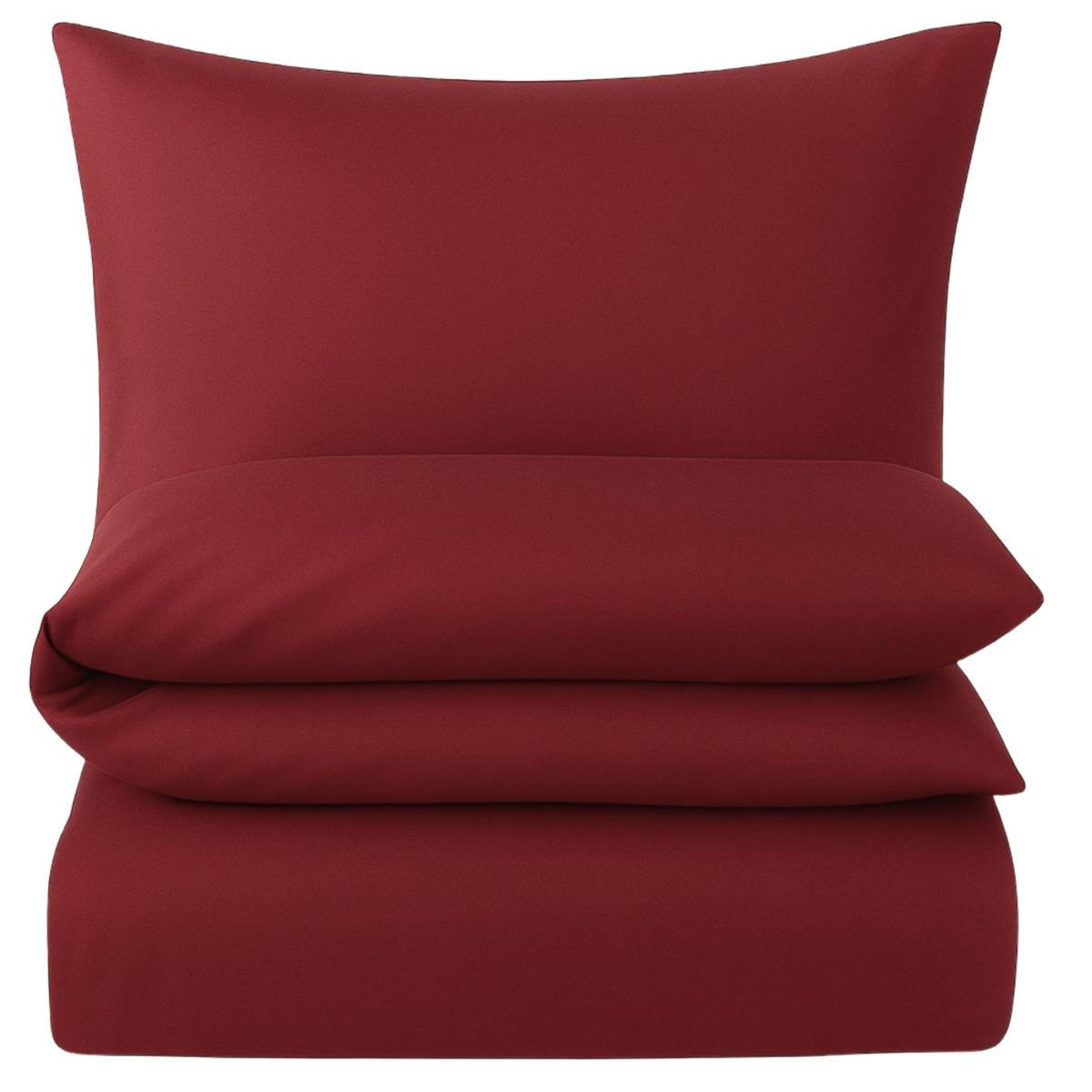 MAKO-SATIN-BETTWÄSCHE 155x240 cm aus 100% Baumwolle mit Reißverschluss, Uni Bettbezug 155 x 240 - Bordeaux - Bordeaux, Textil (155/240cm) - Carpe Sonno