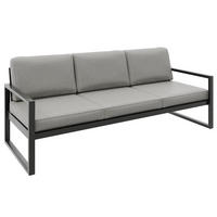 LOUNGESOFA Stella 3-Sitzer mit Metallrahmen, 216 cm, Beige - Beige/Schwarz, Metall (216/86/80cm) - Beautysofa
