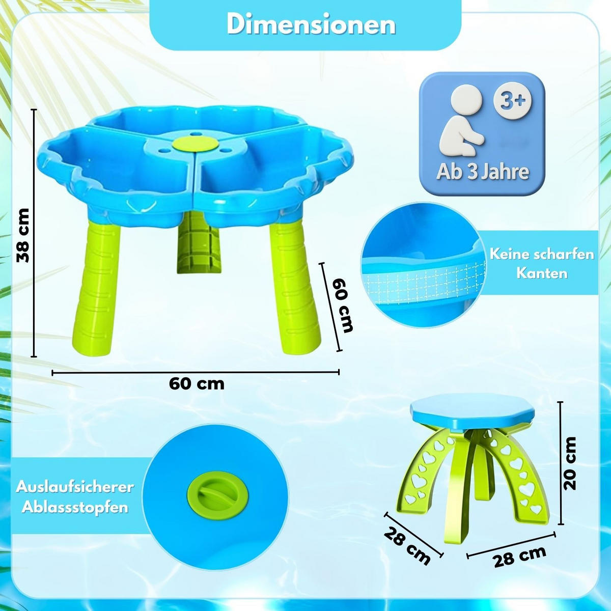 WASSERSPIELTISCH NARIUS XL mit Zubehör 20 Teile - Multicolor, Kunststoff (60/60/61cm) - Coemo