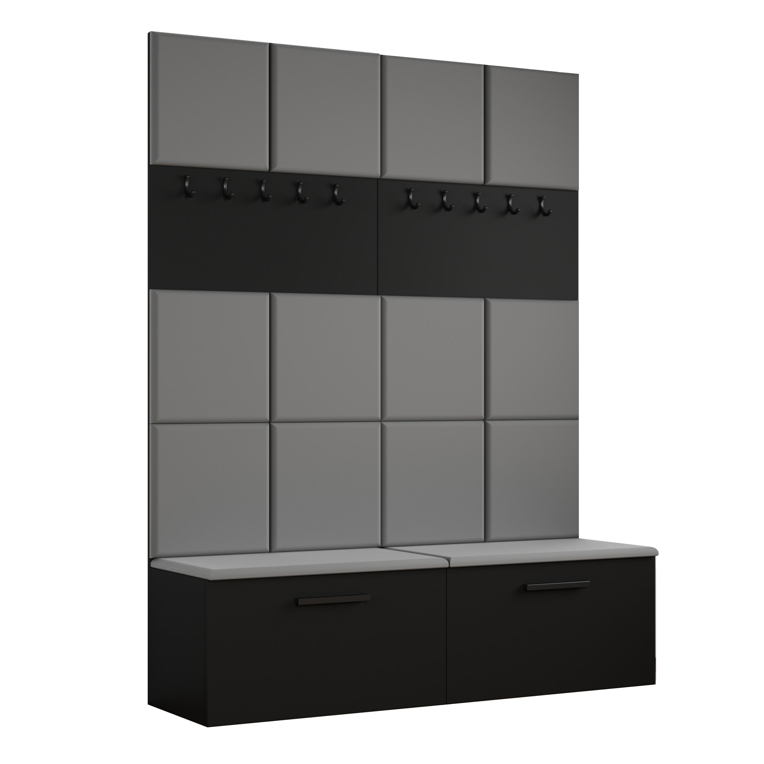 Masseno Garderobenschrank Schwarz 161.2x204x40 cm
