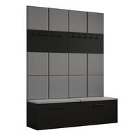 GARDEROBENSCHRANK MODULO 161,2/204/40 cm Modern Garderobe-Set Schwarz - Schwarz/Grau, Holzwerkstoff (161.2/204/40cm) - MASSENO