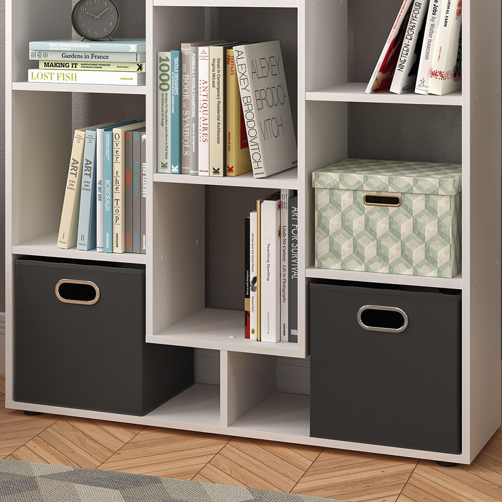 DREHREGAL Weiß 107.2 x 143 cm mit 2 Faltboxen - Weiß, Holzwerkstoff (107.2/143/29cm) - Vicco