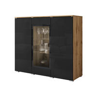 KOMMODE Vera 120 - Schwarz Hochglanz/Silberfarben, Holzwerkstoff/Kunststoff (120/104/40cm) - MIRJAN24