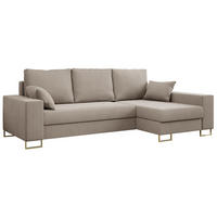 ECKSOFA Dorian Velvet Beige - Beige/Goldfarben, Textil/Metall (242/138cm) - MKS