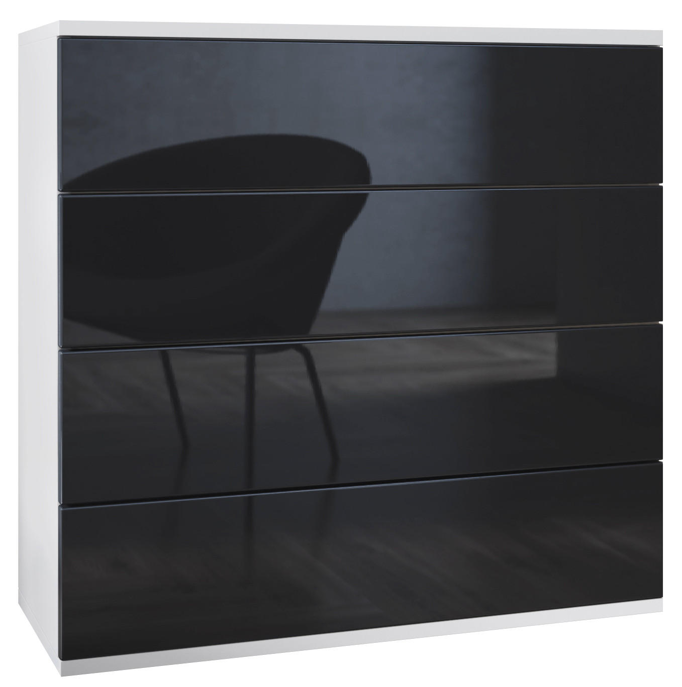 Vladon Kommode Schwarz Hochglanz 76x76x35 cm