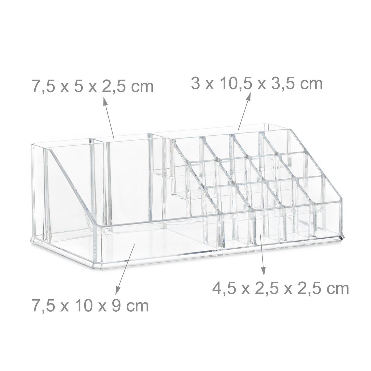 MAKEUP Organizer - Transparent, Kunststoff (24/30/14cm) - Relaxdays
