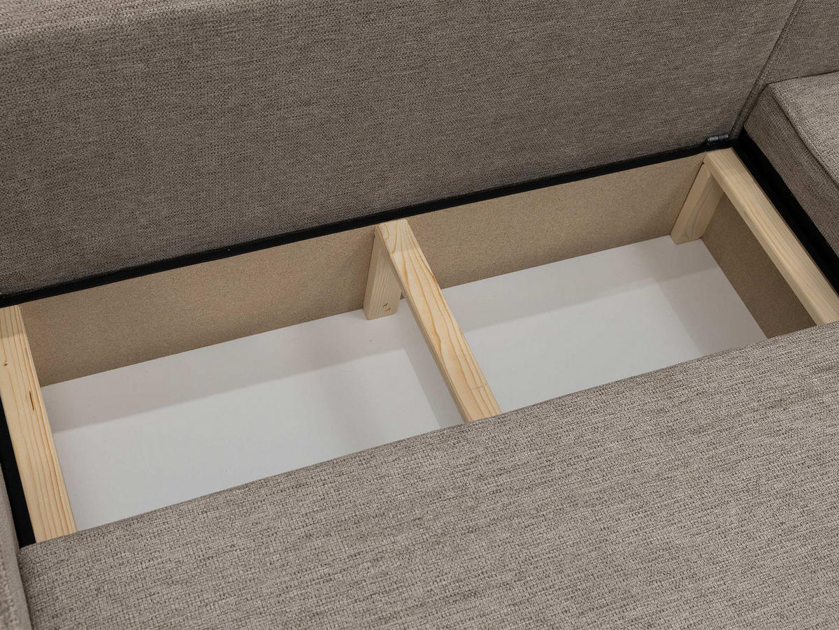 WOHNLANDSCHAFT Karl U - Schwarz/Braun, Holz/Kunststoff (312/82/145cm) - MIRJAN24