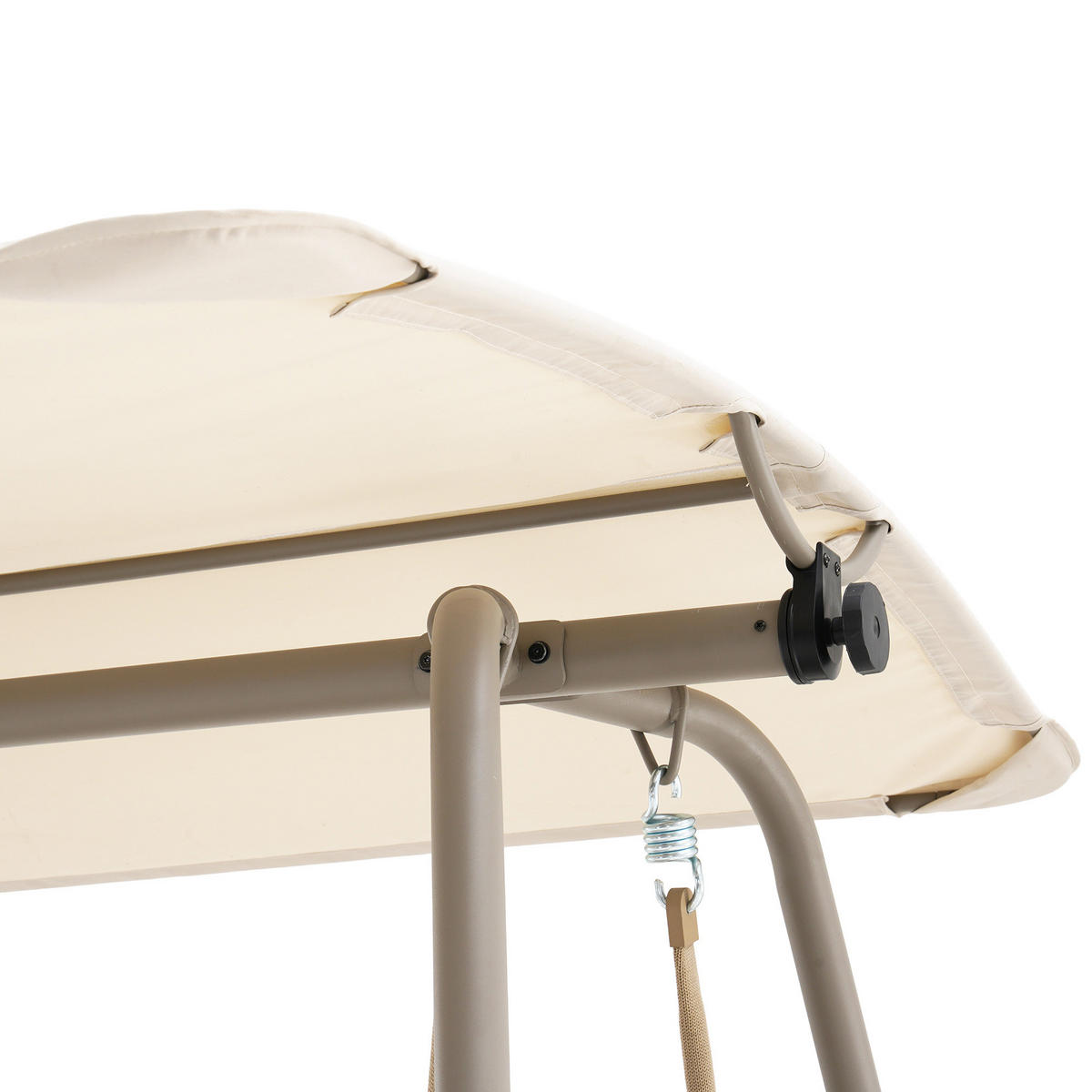 HOLLYWOODSCHAUKEL Garda 2-Sitzer mit Sonnendach und dickem Polster, Beige, Metallrahmen - Beige, Metall (214/202/154cm) - Beautysofa