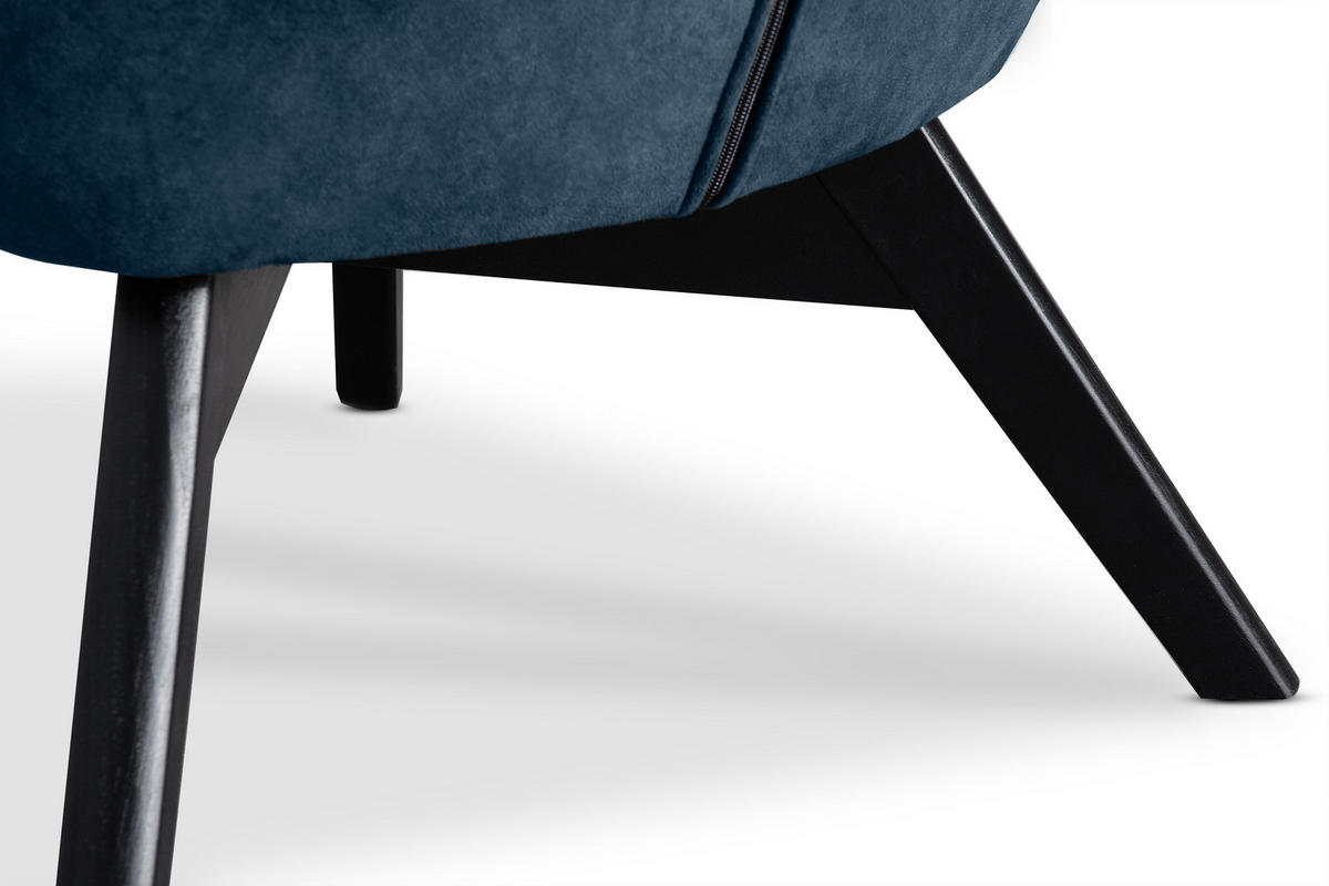SESSEL GLORI mit Armlehnen, Marineblau - Schwarz/Dunkelblau, Holz/Textil (78/94/88cm) - KONSIMO®