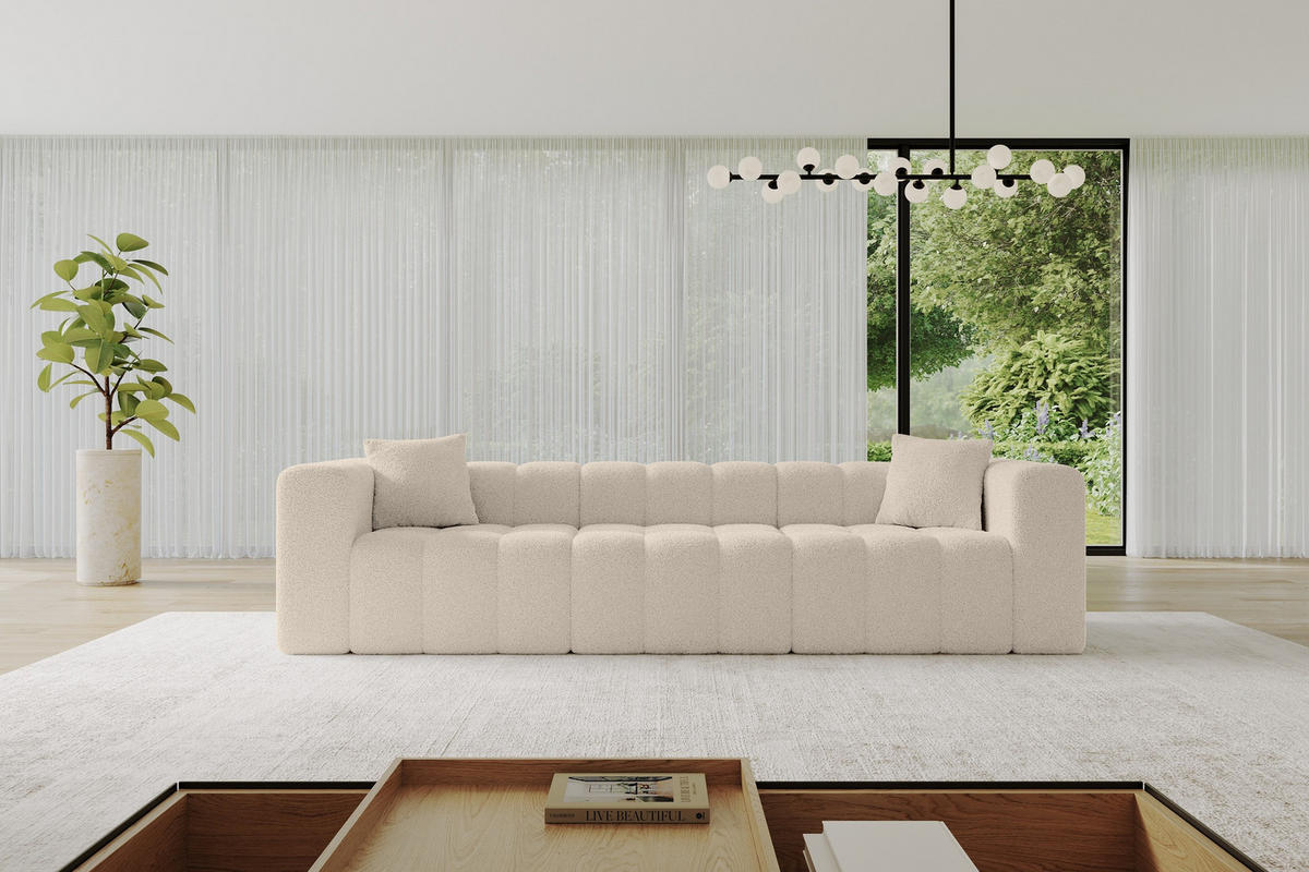 POHOVKA 3-MÍSTNÁ DONY-3 315x90x71 cm Tmavě béžová Buklé - kapučínová/černá, kompozitní dřevo/textil (315/71/90cm) - ALTDECOR