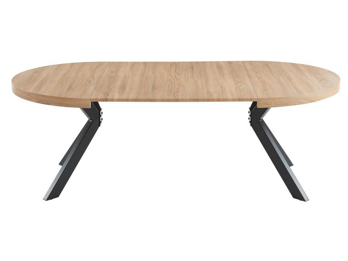 ESSTISCH - ausziehbar - 4 bis 8 Personen - MDF & Stahl - Naturfarben & Schwarz - KOMONI - Schwarz/Naturfarben, Holz (220/120/76cm) - Vente-Unique