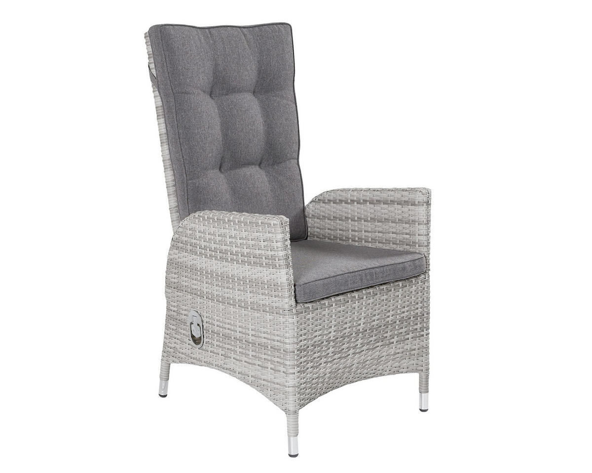 GARTENSTUHL Boston 56x62x112 cm, Polyrattan, Weiß-Grau - Grau, Kunststoff (56/112/62cm) - dasmöbelwerk