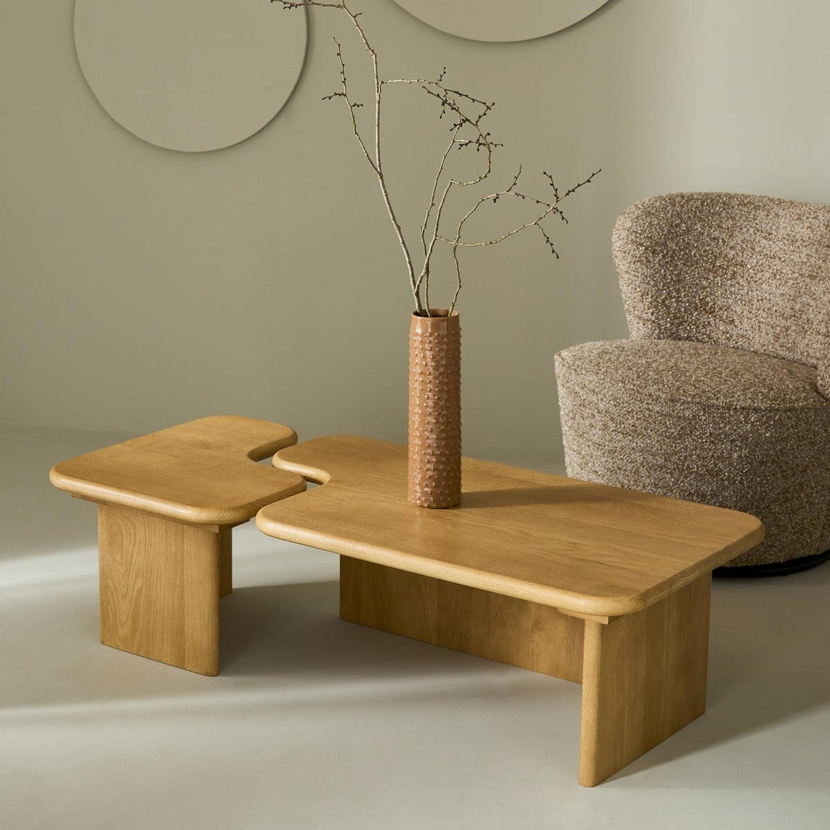 COUCHTISCHE Massivholz 35/96/45/55 cm - Eichefarben, Holz (60/96/55cm) - Signature