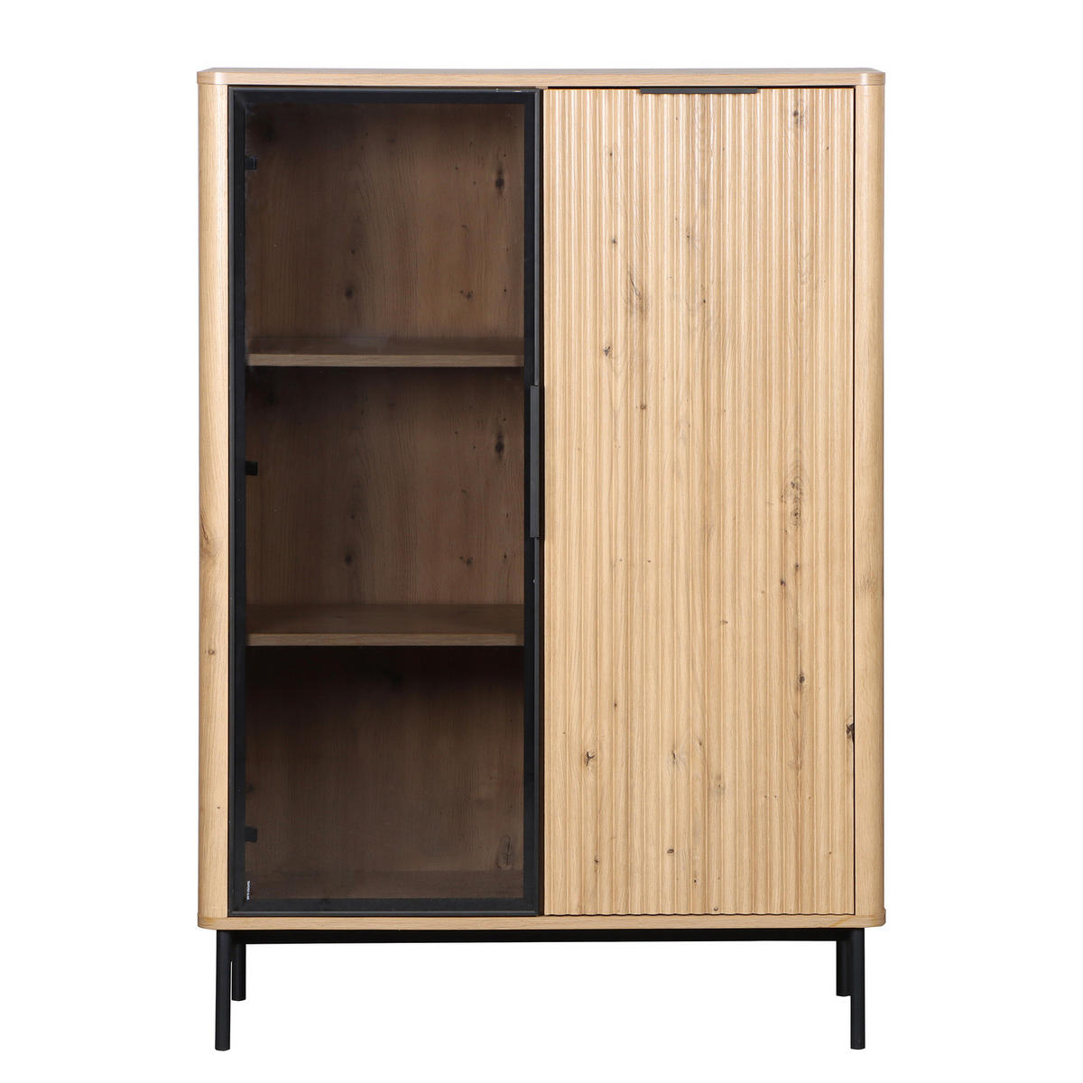 HIGHBOARD - Eiche Dekor / Schwarz - Eichefarben/Schwarz, Holzwerkstoff/Metall (89/128/40cm) - home24