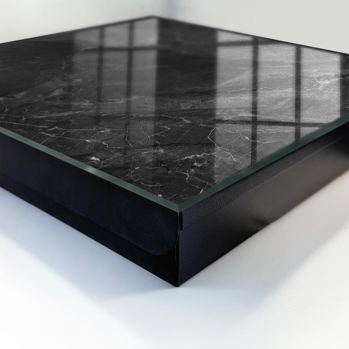 SCHLÜSSELBOX Schwarz 30x30 cm- Türöffnung nach rechts - Grauer Stein - Schwarz, Metall (30/30/5cm) - TULUP