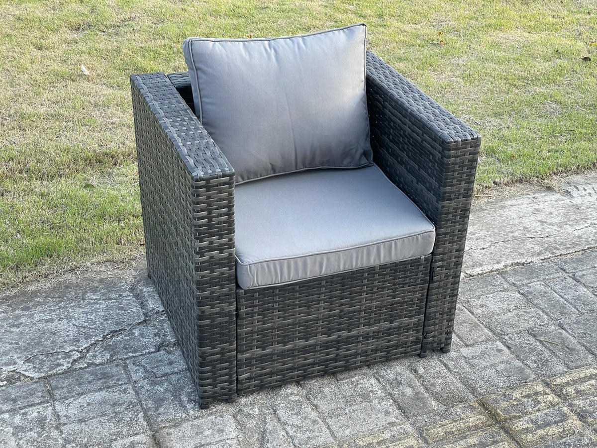 GARTENTISCHGRUPPE Polyrattan 10-Sitzer - Dunkelgrau, Metall - Fimous