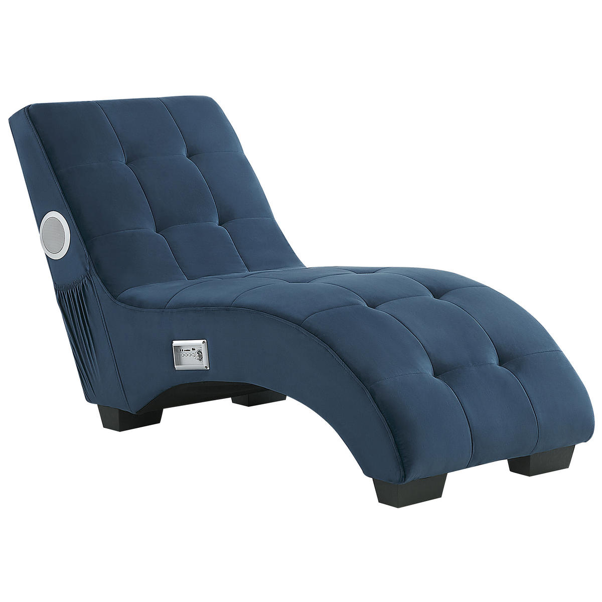 CHAISELONGUE Samtstoff Blau Simorre - Dunkelblau, Textil (157/82/66cm) - Beliani