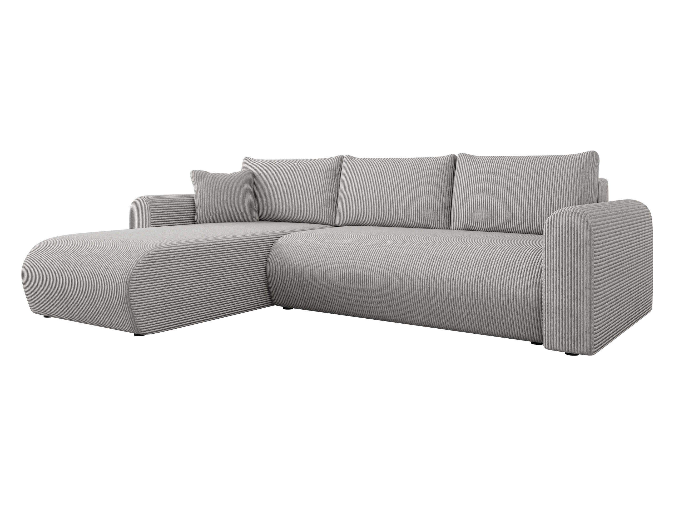 ECKSOFA Eliwo Cord - Hellgrau/Schwarz, Holz/Textil (252/158cm) - MIRJAN24