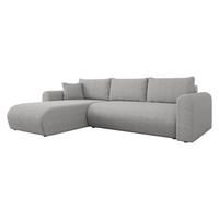 ECKSOFA Eliwo Cord - Hellgrau/Schwarz, Holz/Textil (252/158cm) - MIRJAN24
