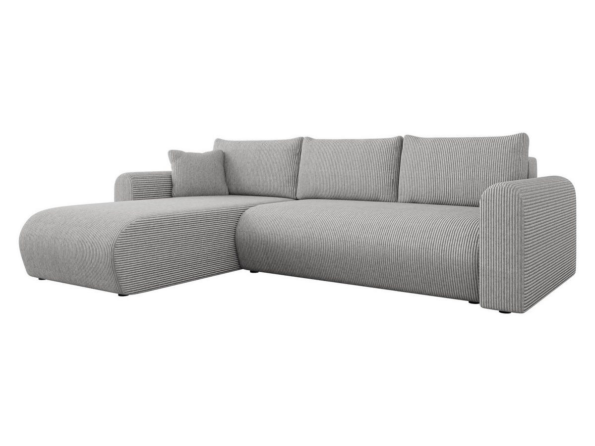 ECKSOFA Eliwo Cord - Hellgrau/Schwarz, Holz/Textil (252/158cm) - MIRJAN24
