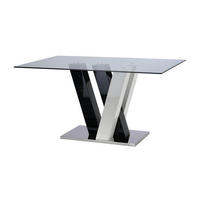 ESSTISCH - 6 Personen - MDF & Glas - Schwarz & Weiß - WINCH - Schwarz, Glas (150/90/76cm) - Vente-Unique