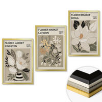 WANDBILDER 3er Set - 40x60 cm Goldrahmen - Retro-Blumen aus Städten rund um die Welt - Goldfarben, Kunststoff (40/60cm) - ArtPrintCave