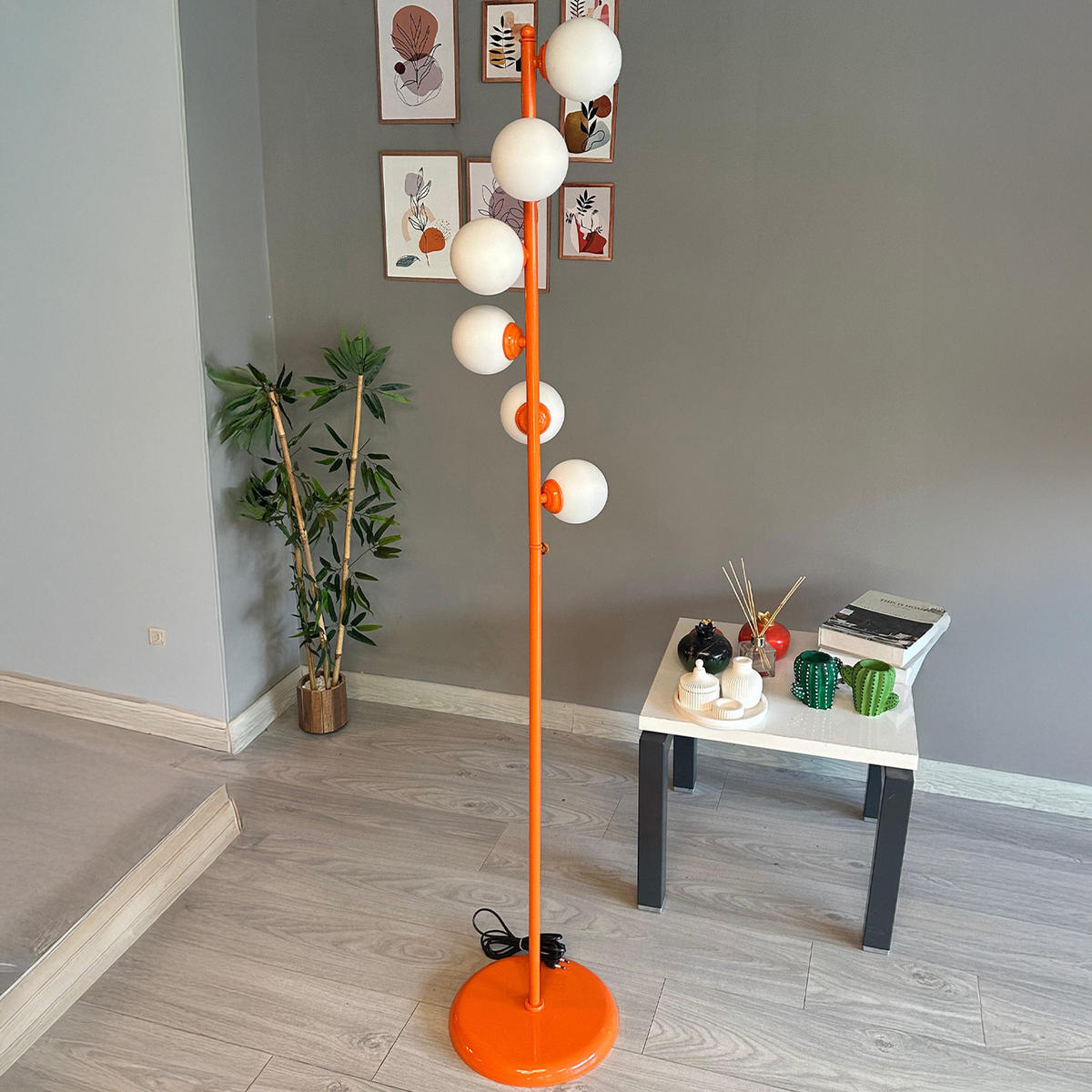 STEHLEUCHTE Orbion 148 Cm - Orange, Metall (30/30/148cm) - Bamyum