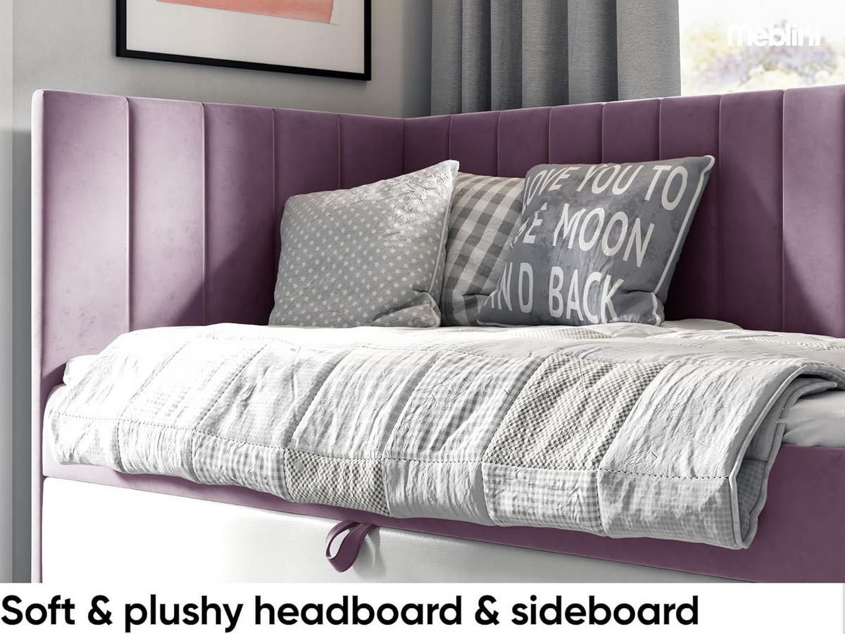 KINDERBETT MAYA 3 - Lila/Weiß, Holzwerkstoff (86/208cm) - Meblini