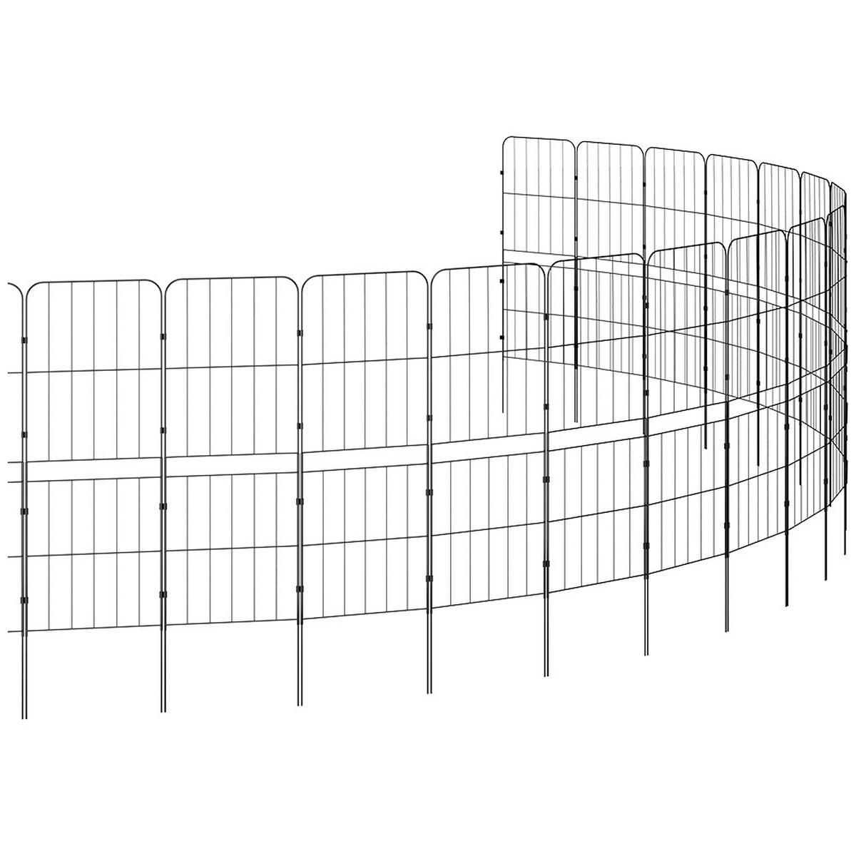 GARTENZAUN 10 Stück aus Metall in Schwarz Abnehmbares Design Robuste Metallkonstruktion je Paneel: 31 cm B × 96 cm H - Schwarz, Metall (31cm) - Livingandhome