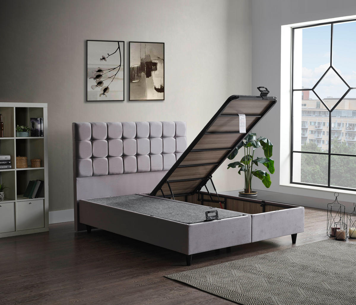 POLSTERBETT-SET Optimal 160x200 Grau - Bett inkl. Matratze - Grau, Metall (160/200cm) - Villa Möbel