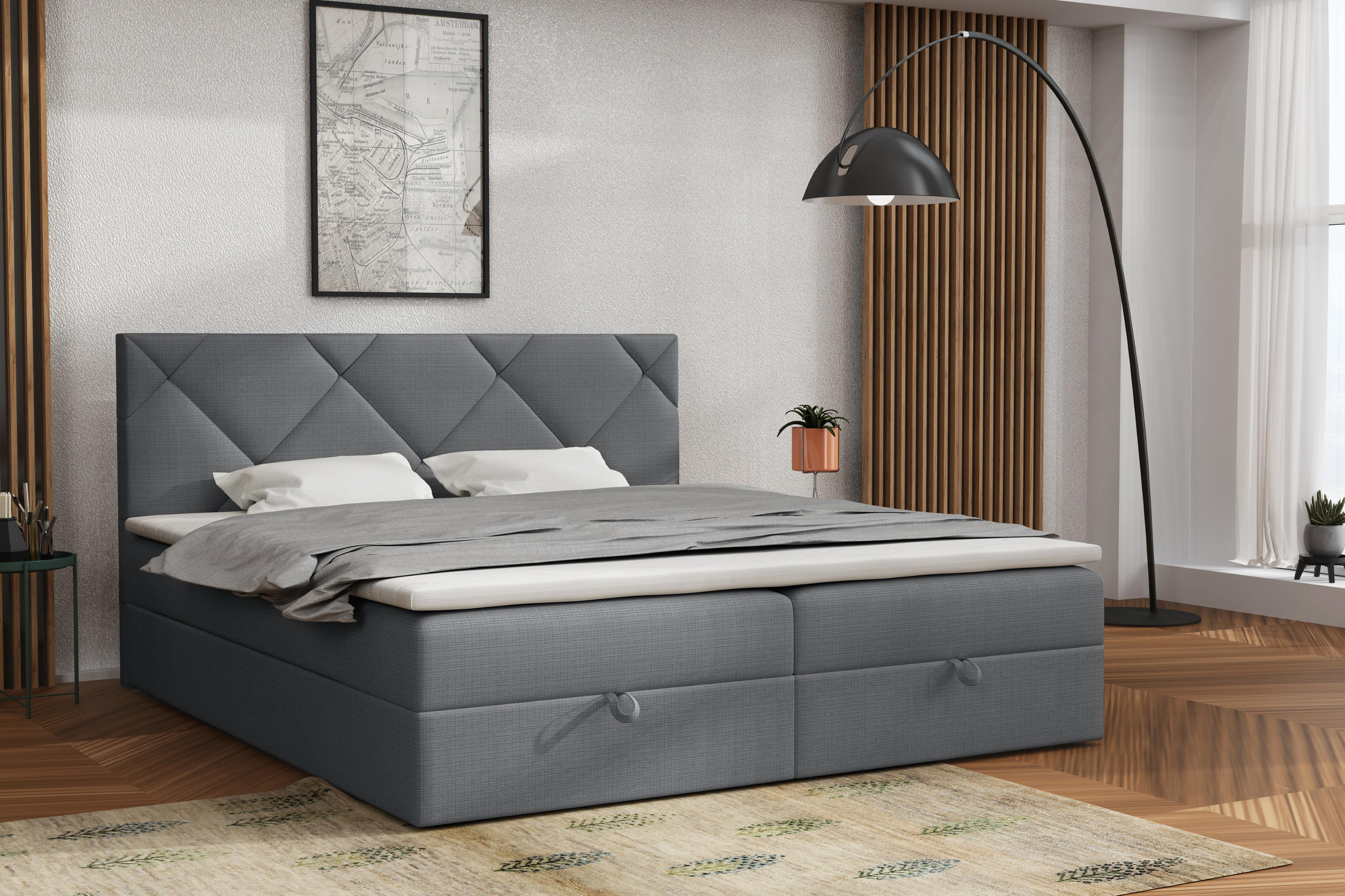 BOXBETT Panama 140x200 Grau - Grau, Textil/Metall (140/200cm) - VLR BEDS