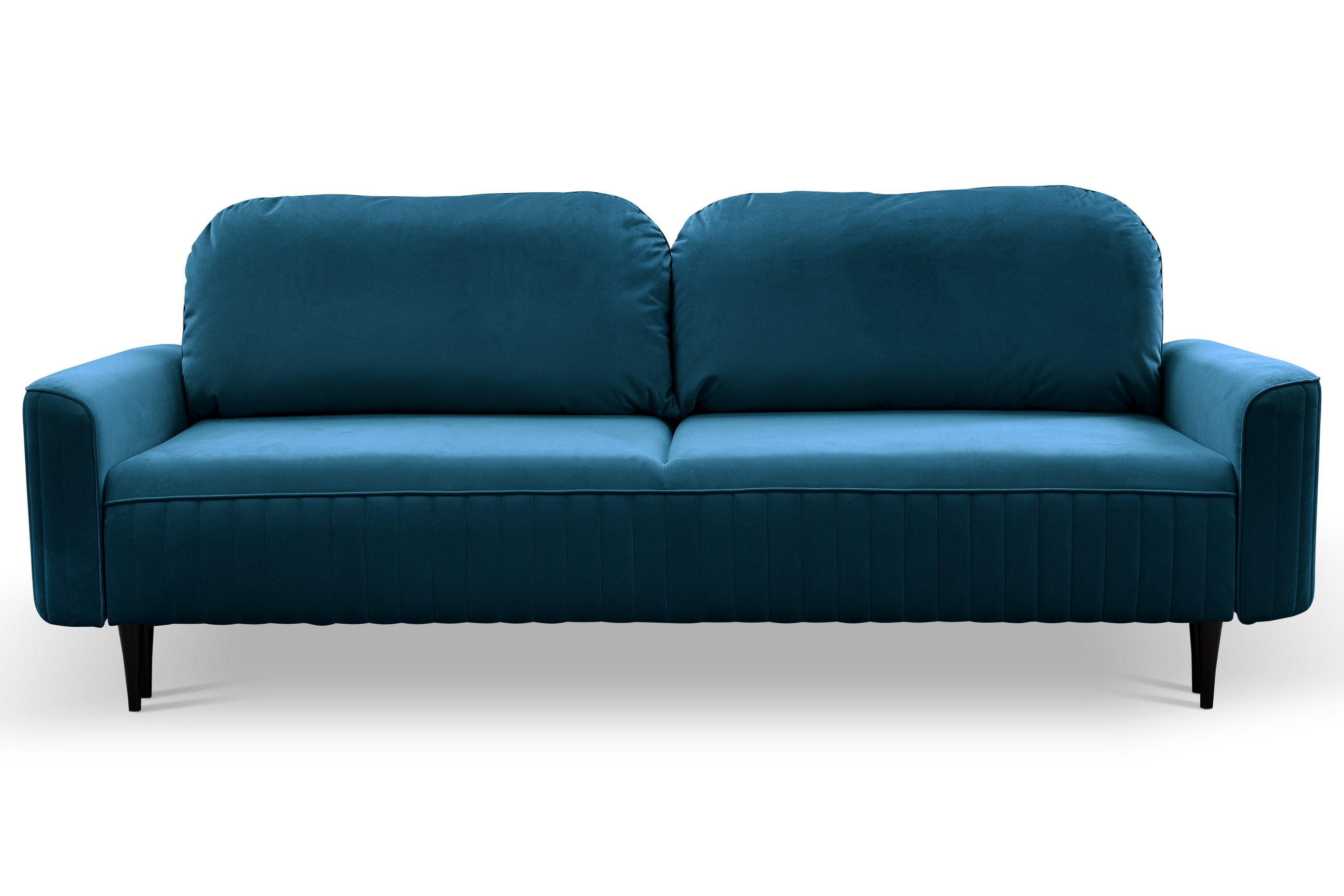 BETTSOFA FILO Blau Velours-Stoff mit Schlaffunktion - Petrol, Holz (244/92/102cm) - MASSENO