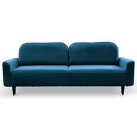 BETTSOFA FILO Blau Velours-Stoff mit Schlaffunktion - Petrol, Holz (244/92/102cm) - MASSENO