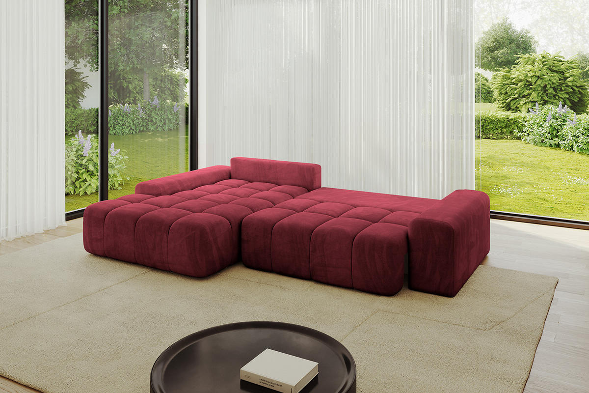 ECKSOFA Ottomane Links ENSI-L - 267x164x88 cm Bordeaux - Bordeaux, Holzwerkstoff/Kunststoff (267/164cm) - ALTDECOR