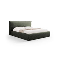 BETT mit Bettkasten und Kopfteil Kaelle aus Chenille-Stoff grün 140x200cm - Grün, Textil (140/200cm) - Micadoni