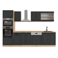 KÜCHENZEILE R-Line Anthrazit Landhaus/Goldkraft Eiche 300 cm mit Hochschrank, ohne Arbeitsplatte - Honigeiche/Anthrazit, Holzwerkstoff (300/81.6/46cm) - Vicco