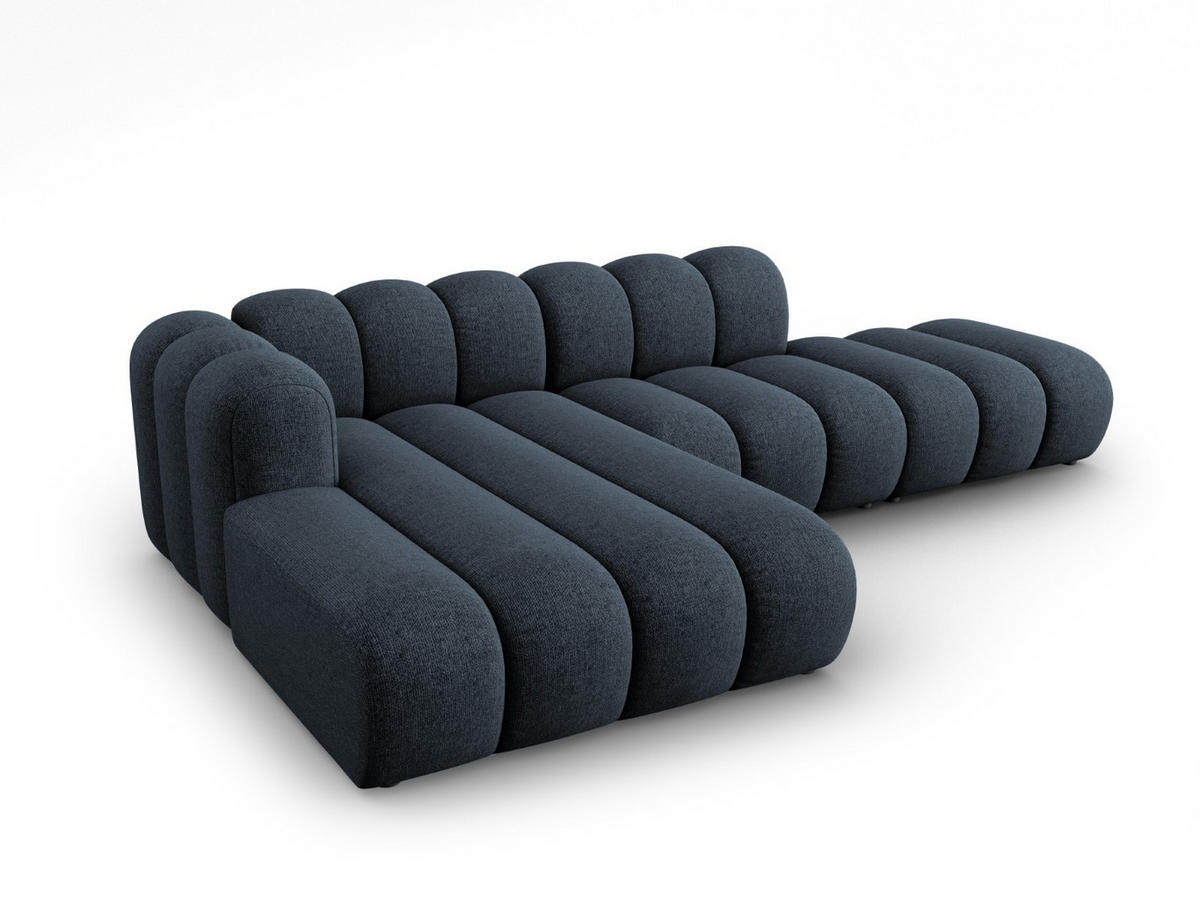 ECKSOFA modular links Lupine aus Chenille-Stoff königsblau 5 Sitzplätze - Dunkelblau, Textil (177/299cm) - Micadoni