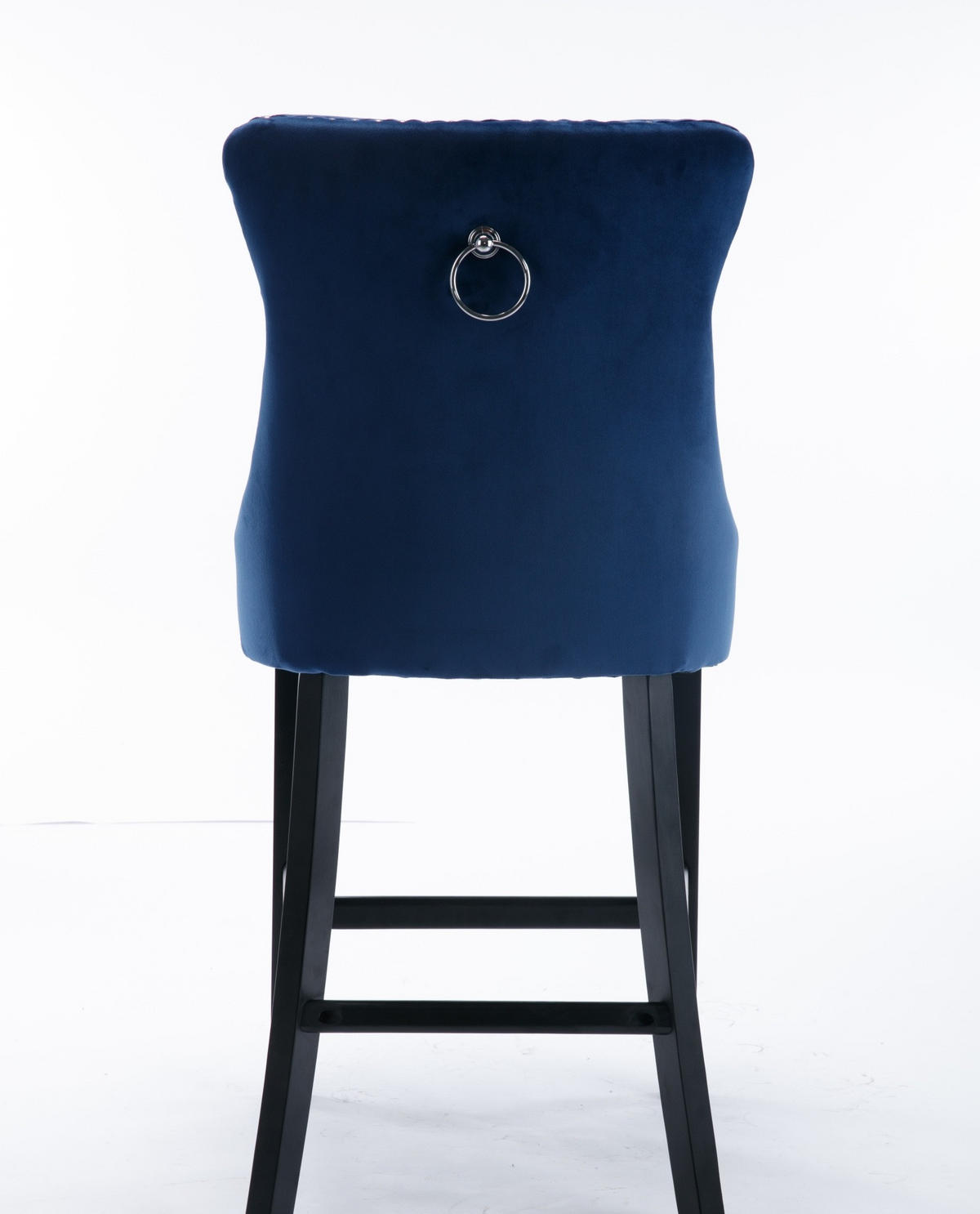 BARHOCKER 2er-Set Samt Blau mit Holzbeinen - Blau, Holz (50/103/60cm) - Meubliv