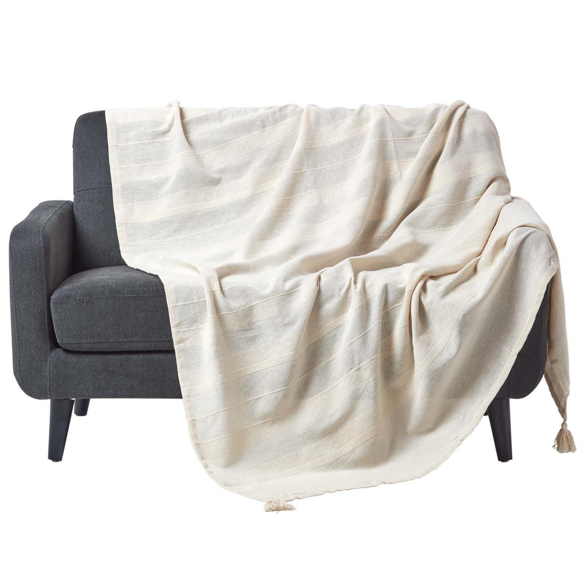 ÜBERWURF Rajput 225/255 cm, 100% Baumwolle - Naturfarben, Textil (225/255cm) - Homescapes