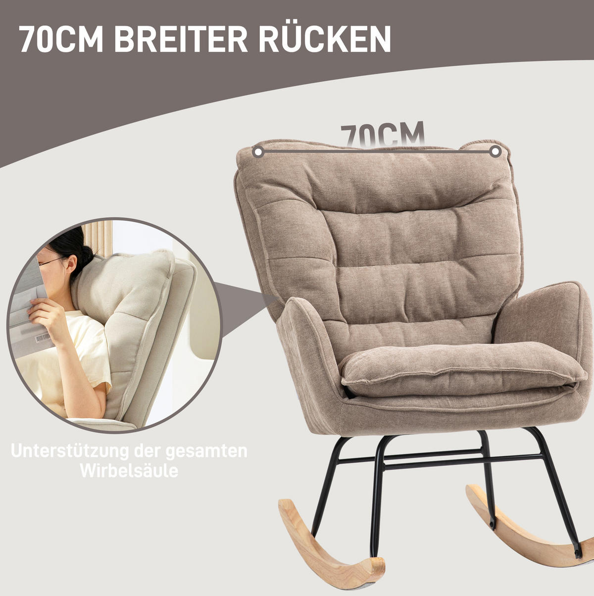 HOUPACÍ křeslo 71/98,5/97 cm, polyester, s ergonomickou opěrkou zad a měkkým čalouněním, Hnědá - hnědá, textil (98.5/97/71cm) - Redom