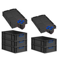 EUROBOX 5x NextGen Color mit Auflagedeckel 17x40x60 cm 34 Liter Schwarz Griffe blau zu - Blau/Schwarz, Kunststoff (40/17/60cm) - PROREGAL
